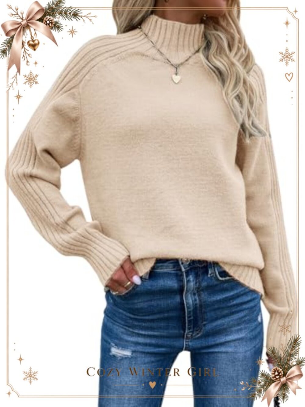Soft Knit Turtleneck Sweater Long Sleeve Relaxed Fit Pullover Fall Winter